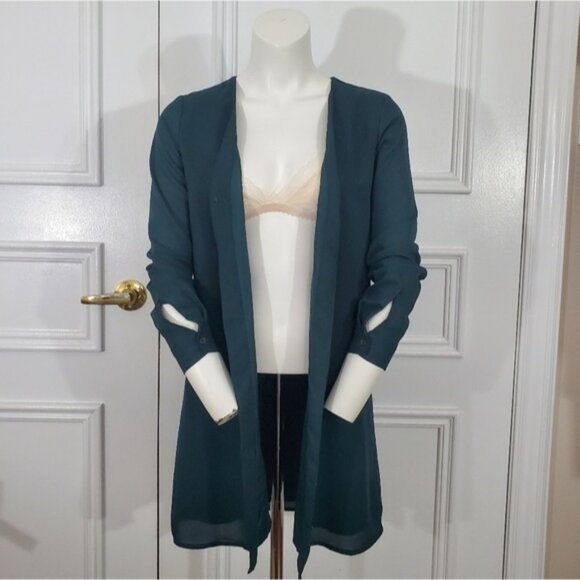 Teal Cardi Shirt Dress - Picture 1 of 15